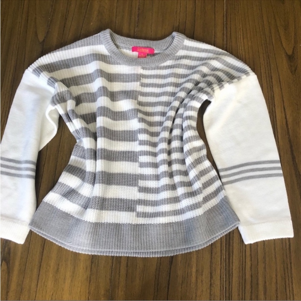 Catherine Malandrino gray block striped sweater